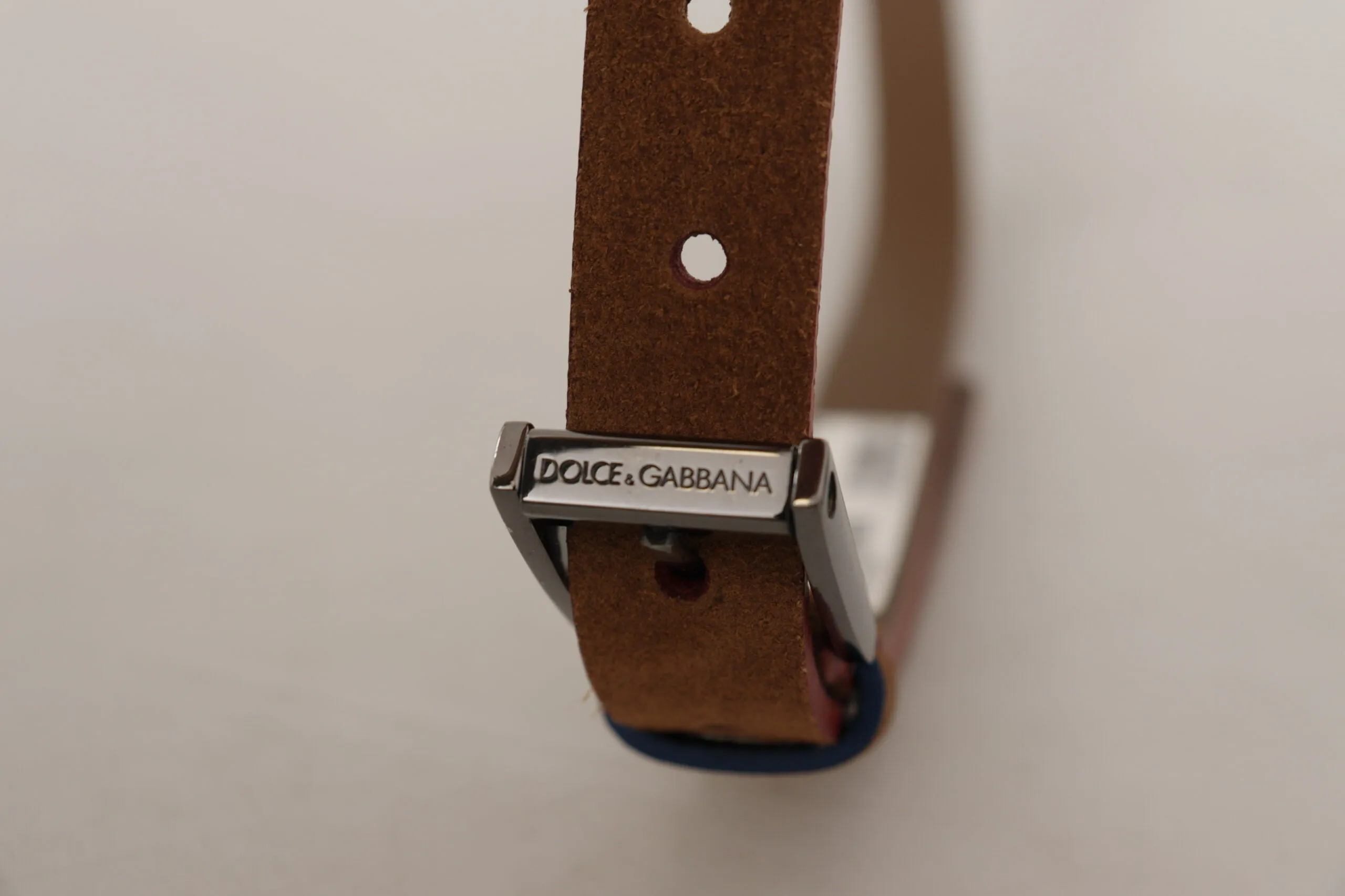 Dolce & Gabbana Chic Suede Belt with Logo Engraved Buckle