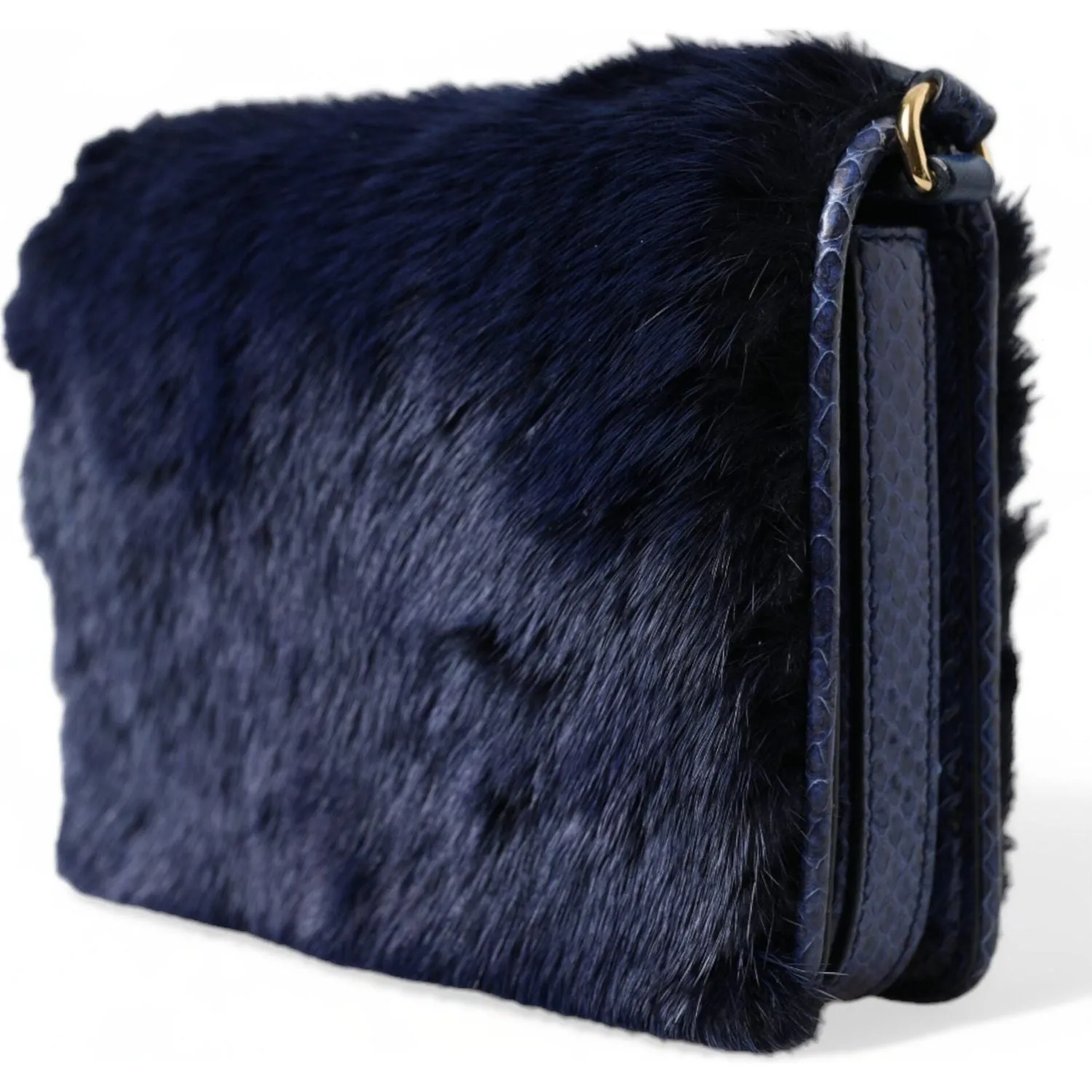 Dolce & Gabbana Exquisite Blue Mink Fur Shoulder Bag