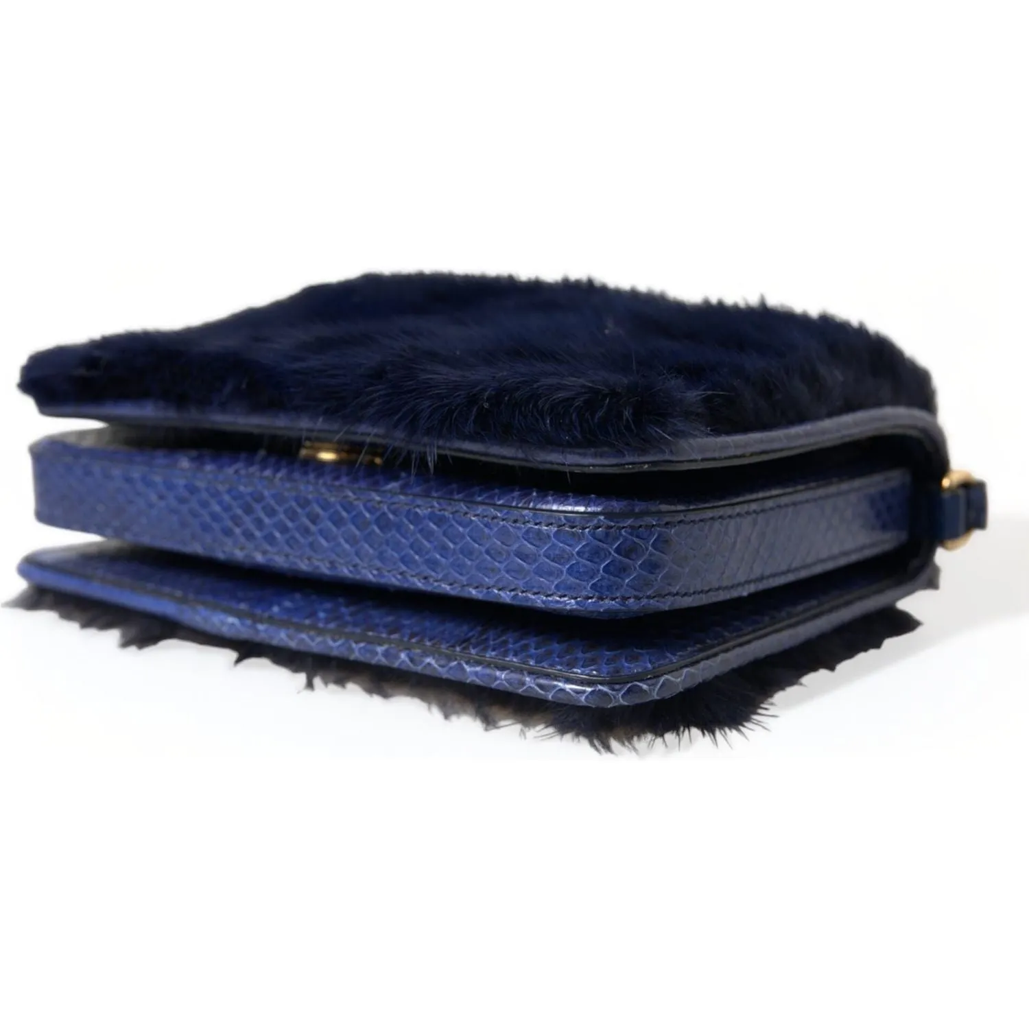 Dolce & Gabbana Exquisite Blue Mink Fur Shoulder Bag