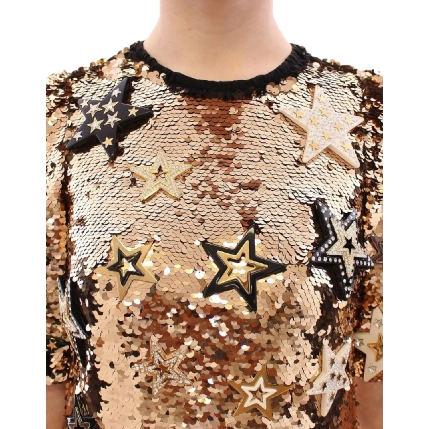 Dolce & Gabbana Exquisite Gold Sequined Star Sheath Dress
