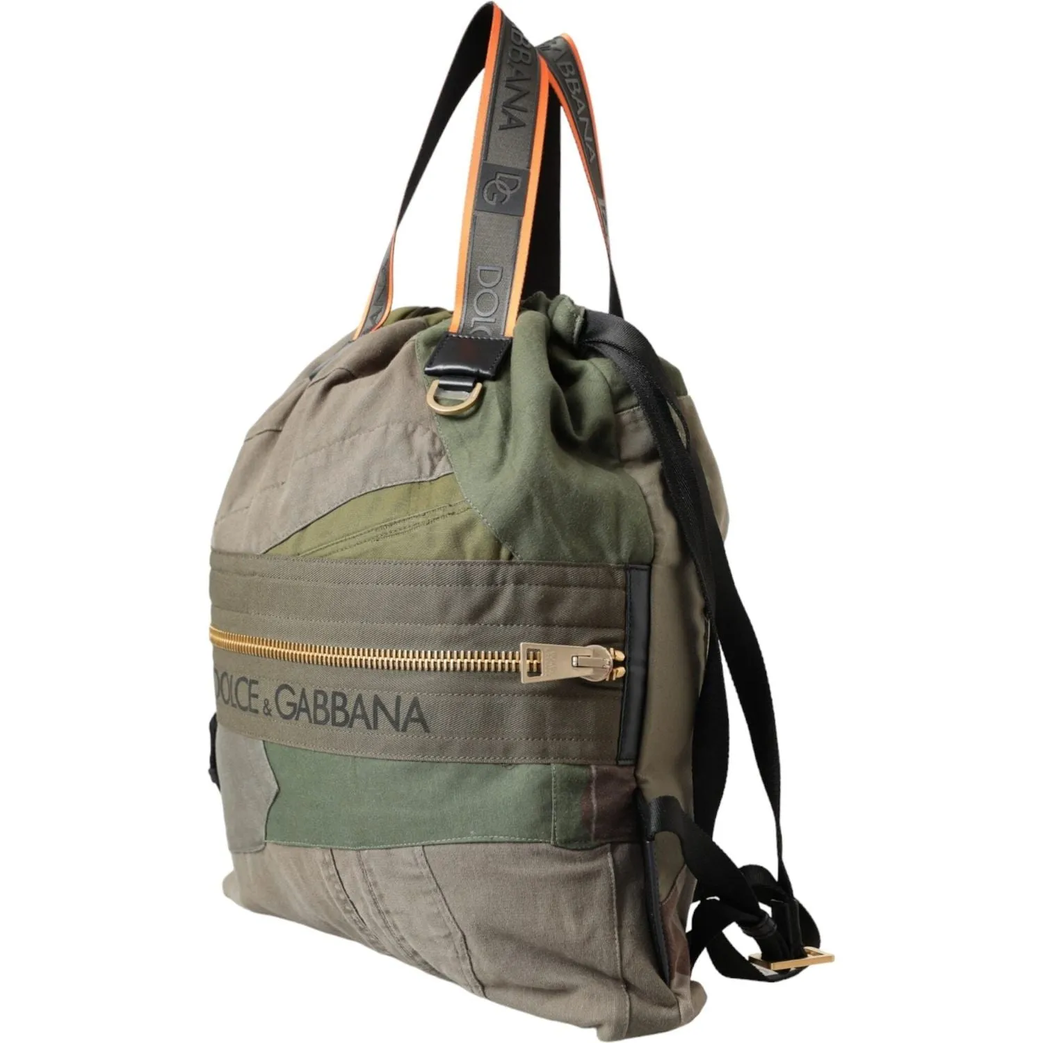 Dolce & Gabbana Military Green Patchwork Rucksack Backpack Bag