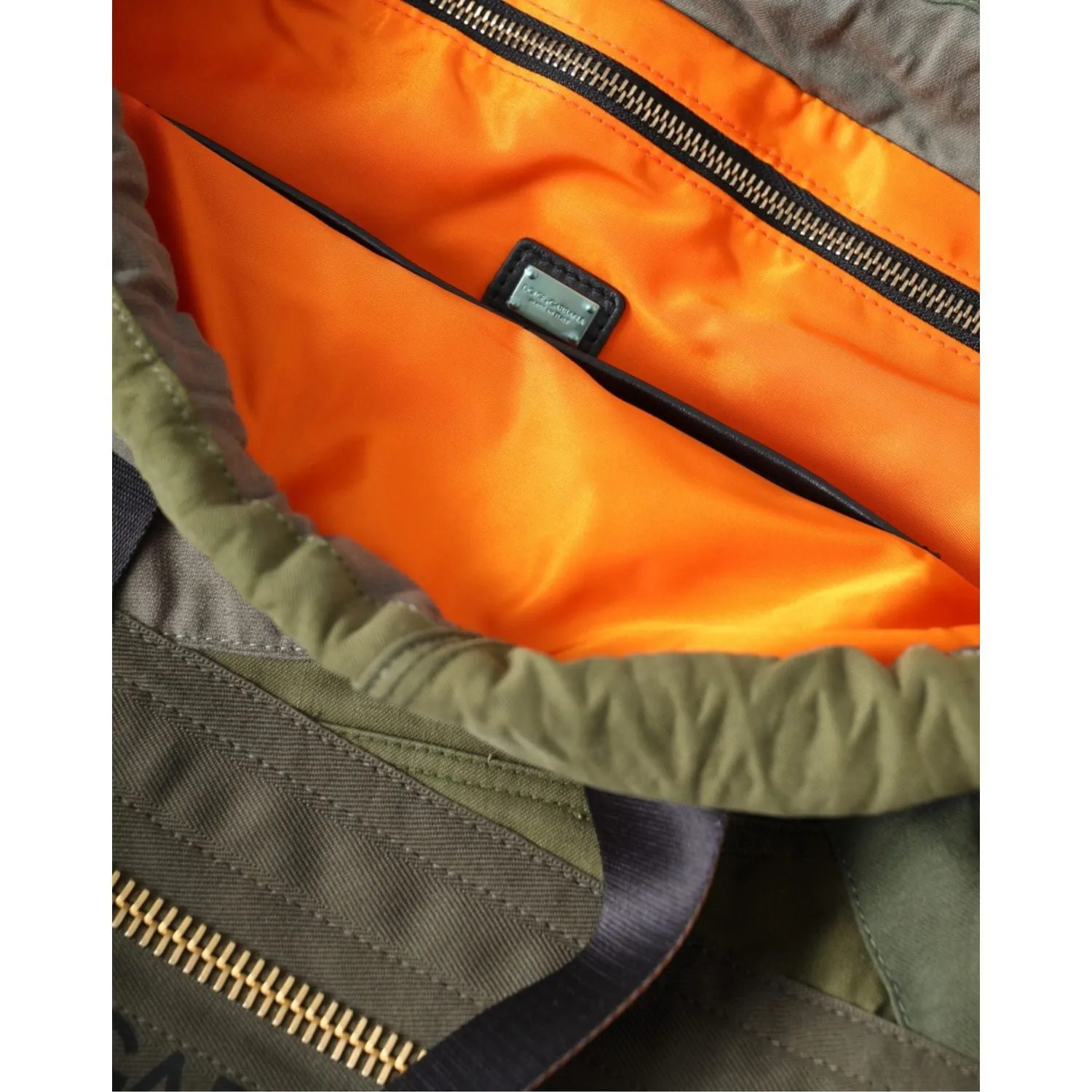 Dolce & Gabbana Military Green Patchwork Rucksack Backpack Bag