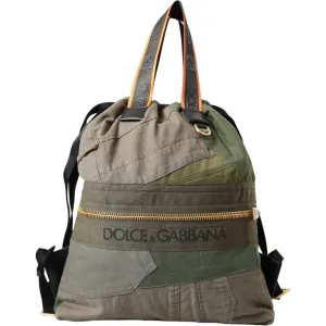 Dolce & Gabbana Military Green Patchwork Rucksack Backpack Bag