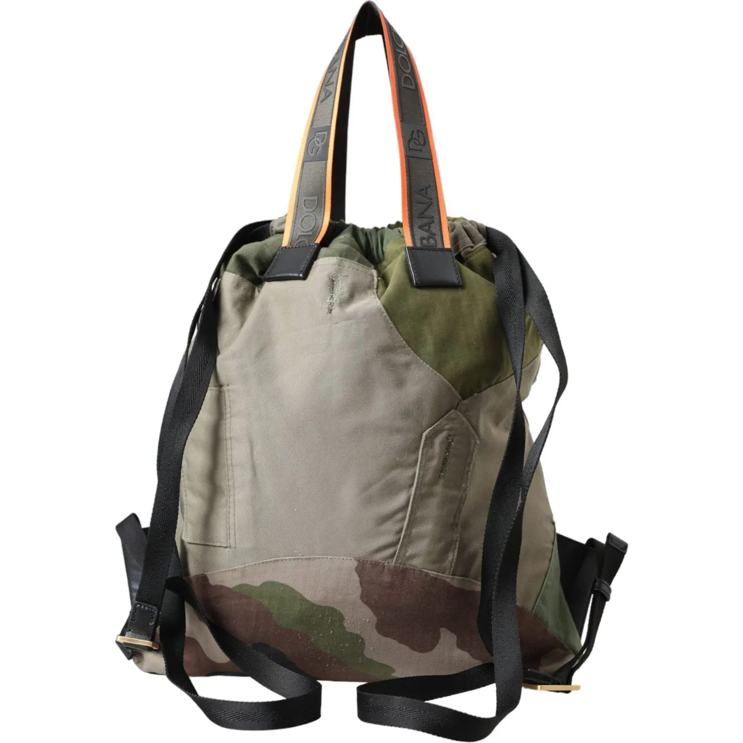 Dolce & Gabbana Military Green Patchwork Rucksack Backpack Bag