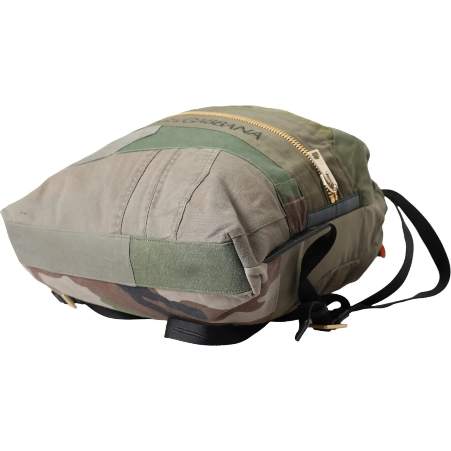 Dolce & Gabbana Military Green Patchwork Rucksack Backpack Bag