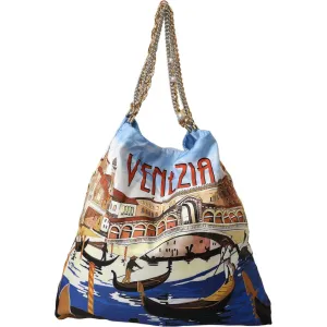 Dolce & Gabbana Multicolor Venezia Canvas Women Shopping Tote Bag