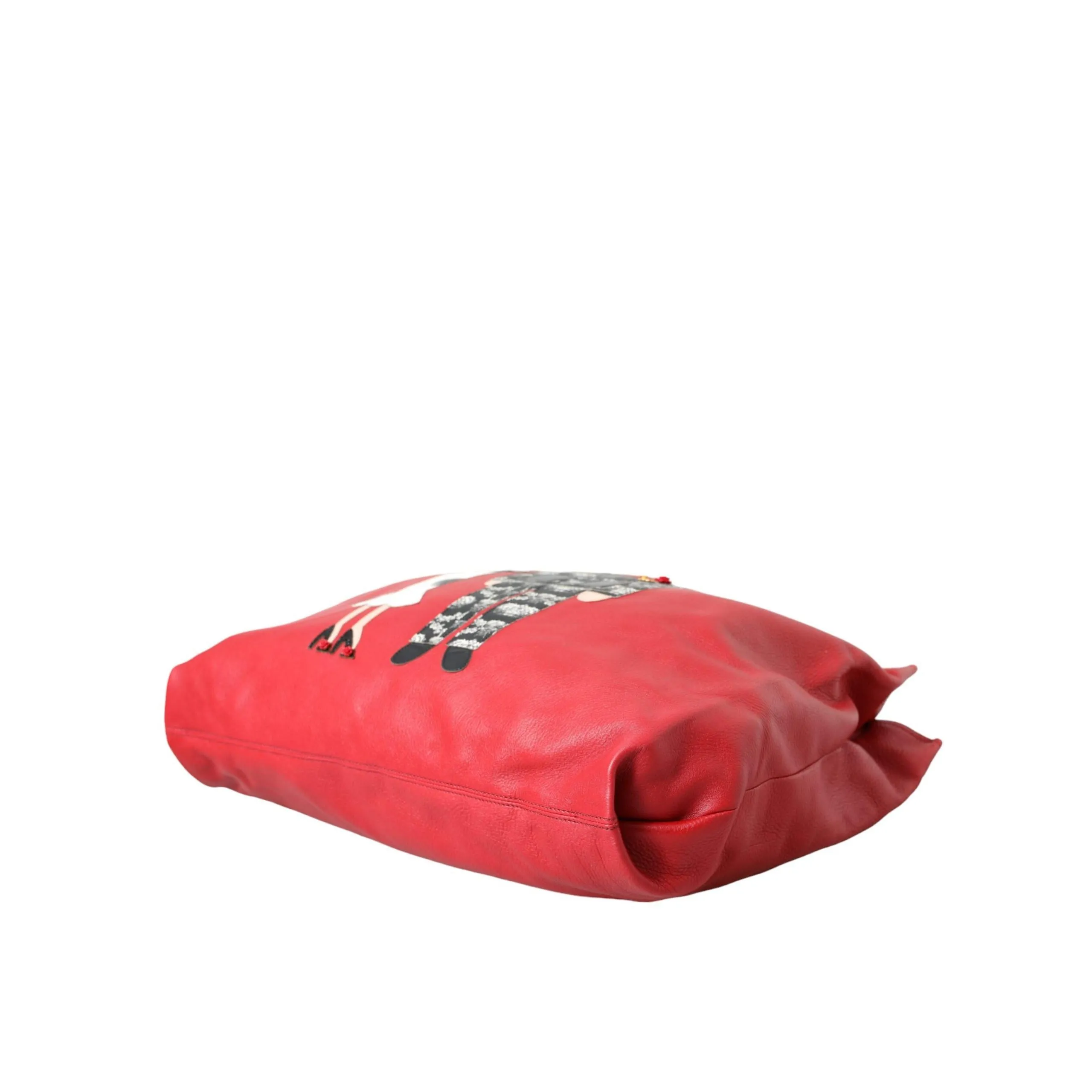 Dolce & Gabbana Red Leather #DGFamily Patch Shopping Tote Bag