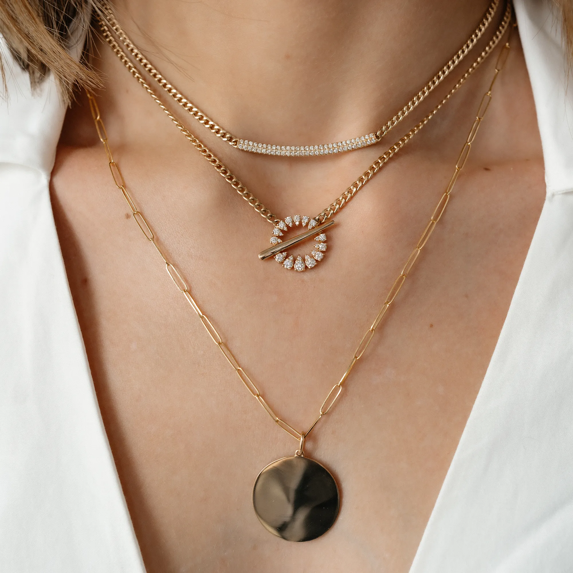 DRD Paperclip Disc Charm Necklace