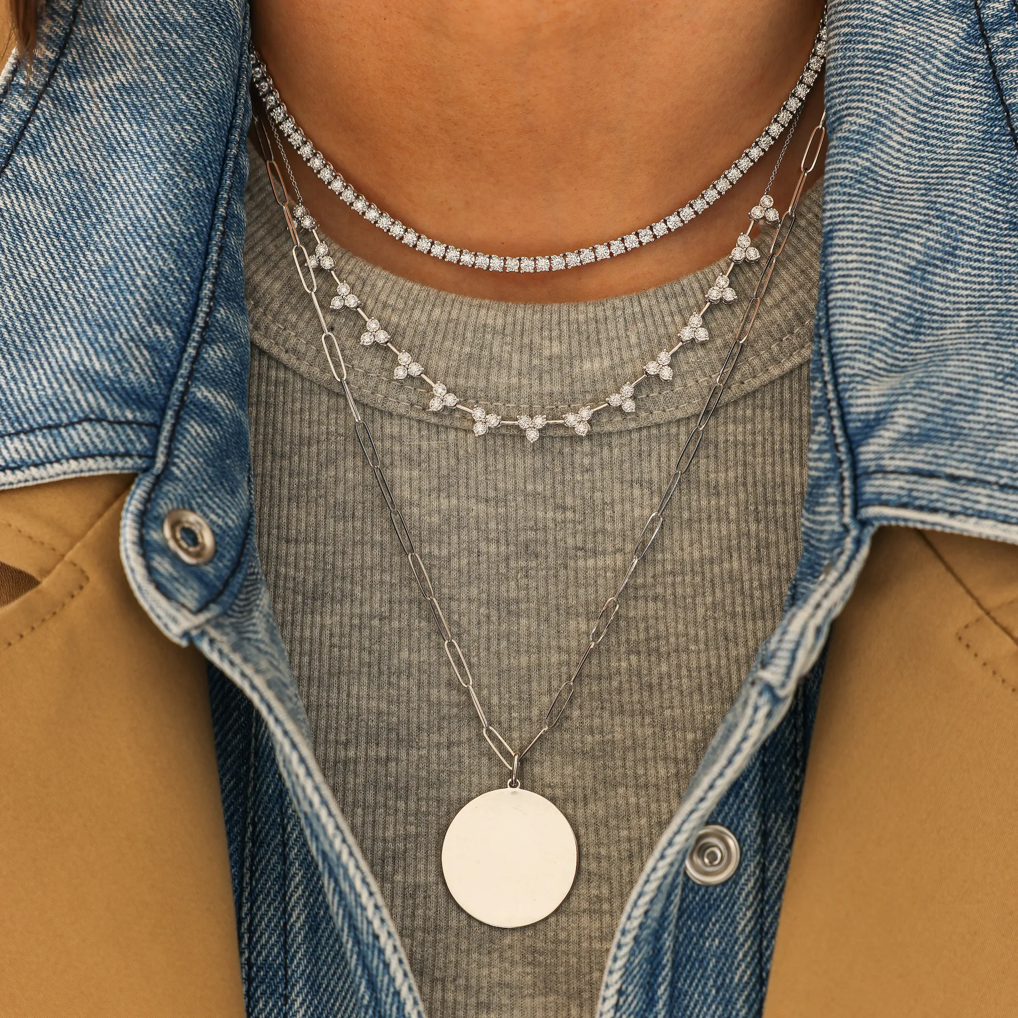 DRD Paperclip Disc Charm Necklace