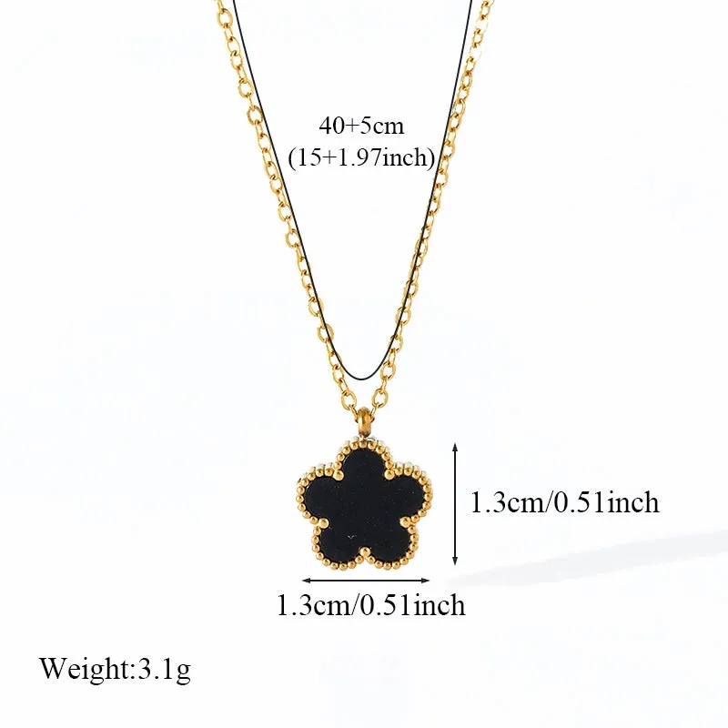 EILIECK 316L Stainless Steel Black Clover Pendant Necklace