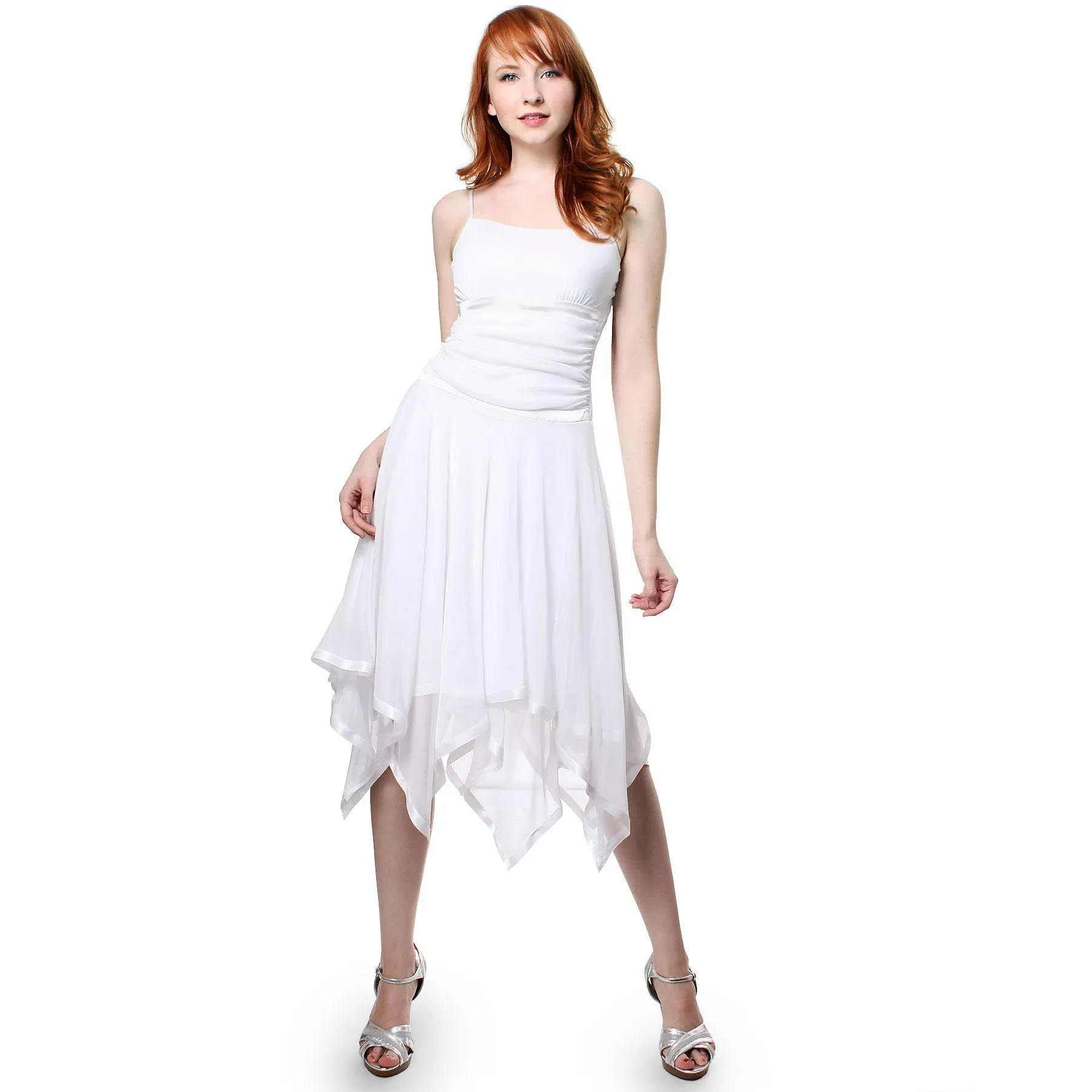 Evanese Womens Romantic Polyester Sheer A Line Cocktail Dress with Satin Trim