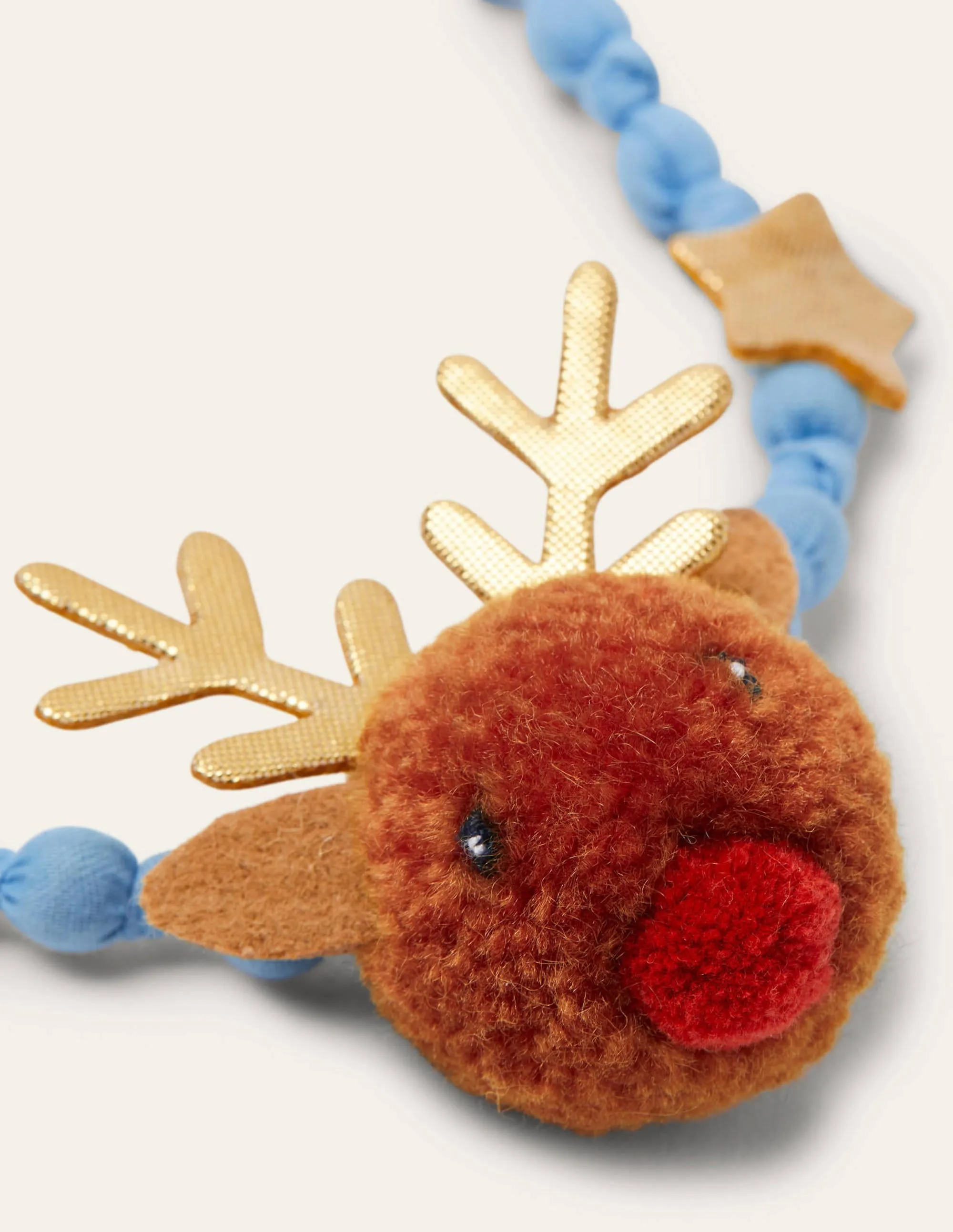 Fabric Necklace-Red/Pink Reindeer