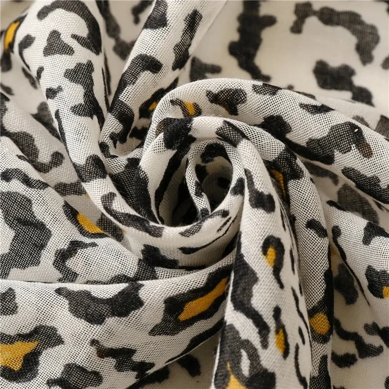 Fashion Scarf Leopard Printing Tassel Travel Sunscreen Beach Towel Shawl