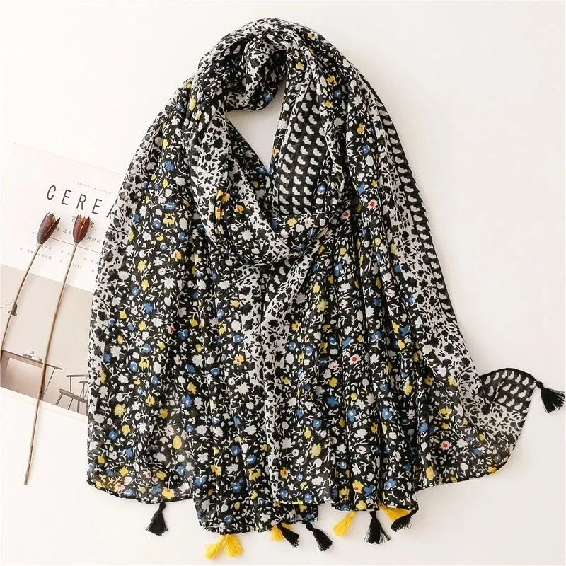 Fashion Scarf Orange Wheat Ear Tassel Travel Beach Towel Shawl