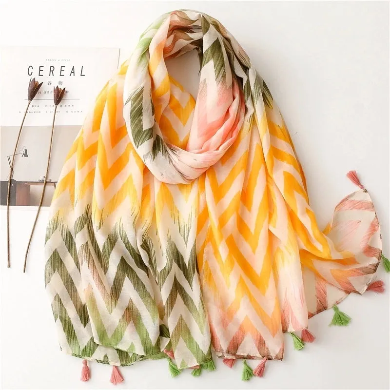 Fashion Scarf Orange Wheat Ear Tassel Travel Beach Towel Shawl