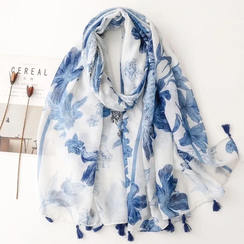 Fashion Scarf Orange Wheat Ear Tassel Travel Beach Towel Shawl