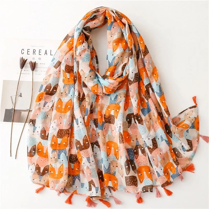Fashion Scarf Orange Wheat Ear Tassel Travel Beach Towel Shawl