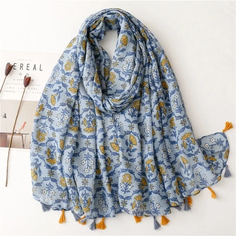Fashion Scarf Orange Wheat Ear Tassel Travel Beach Towel Shawl