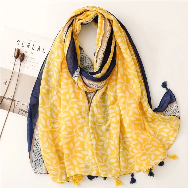 Fashion Scarf Orange Wheat Ear Tassel Travel Beach Towel Shawl