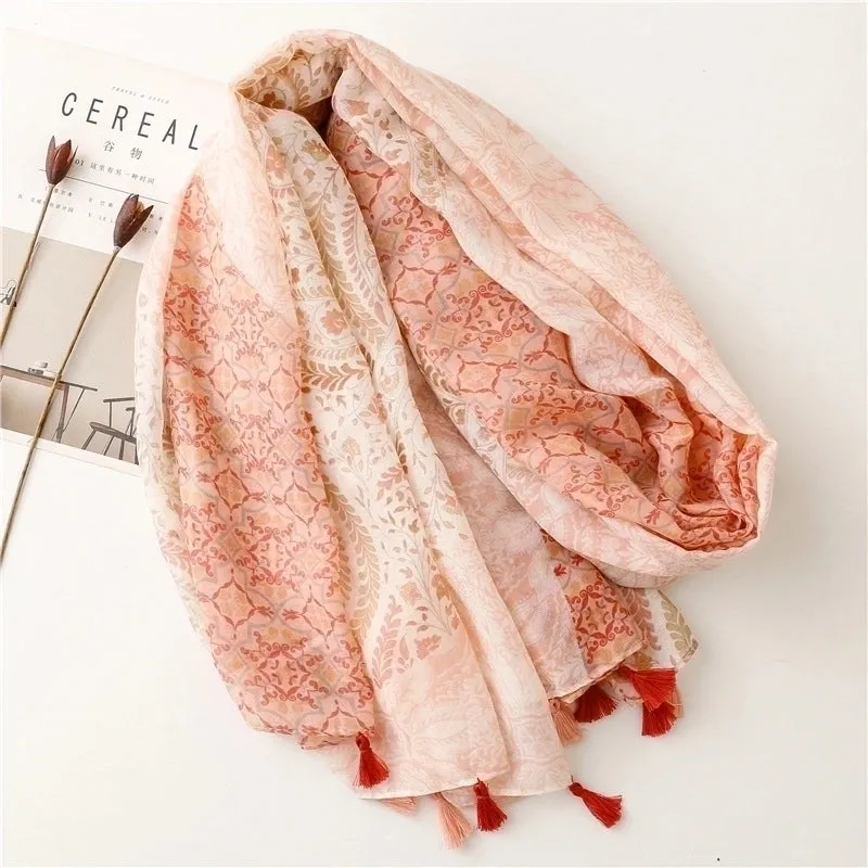 Fashion Scarf Orange Wheat Ear Tassel Travel Beach Towel Shawl