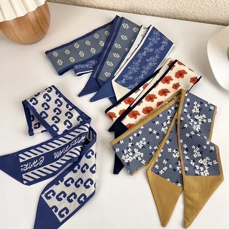 Fashion Small Silk Women's Hairbands Narrow Streamers Bundles Scarves