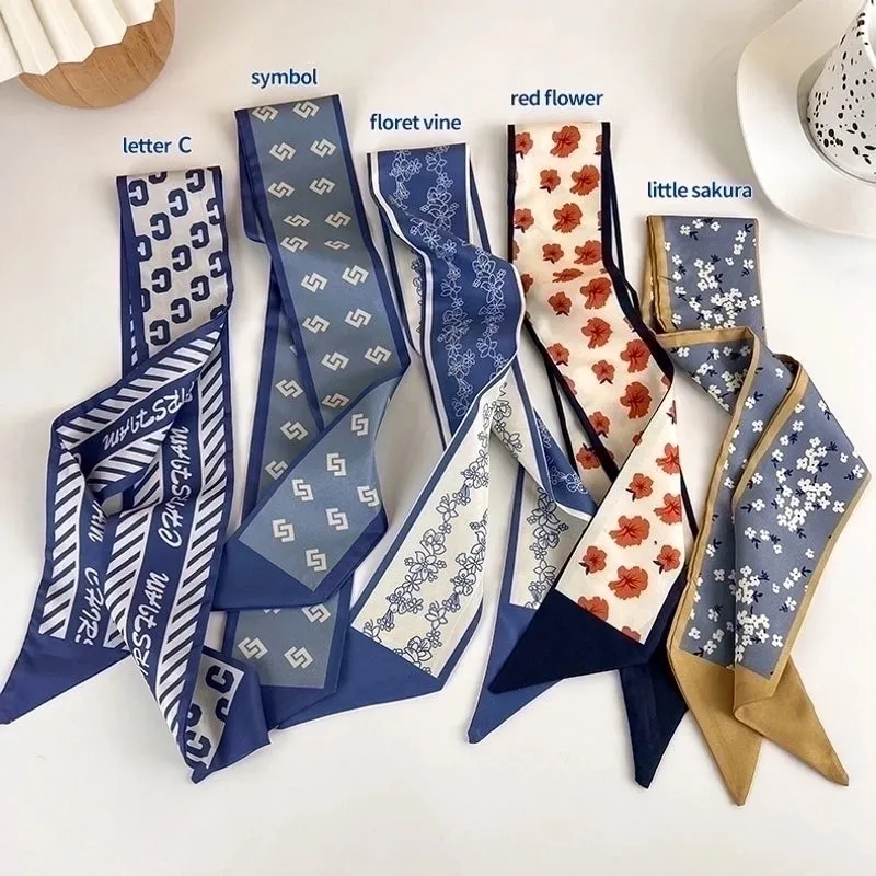 Fashion Small Silk Women's Hairbands Narrow Streamers Bundles Scarves