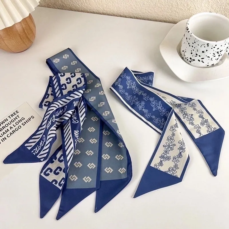 Fashion Small Silk Women's Hairbands Narrow Streamers Bundles Scarves