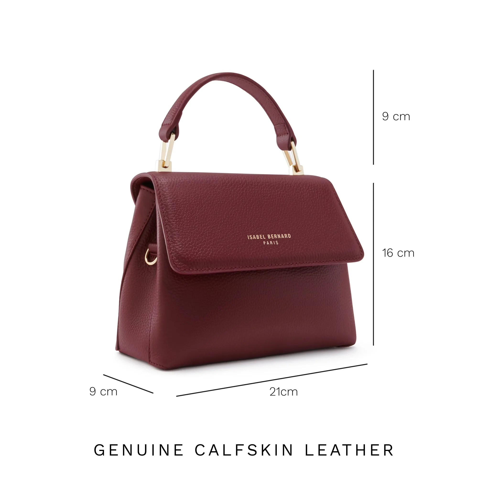 Femme Forte Heline bordeaux red calfskin leather handbag