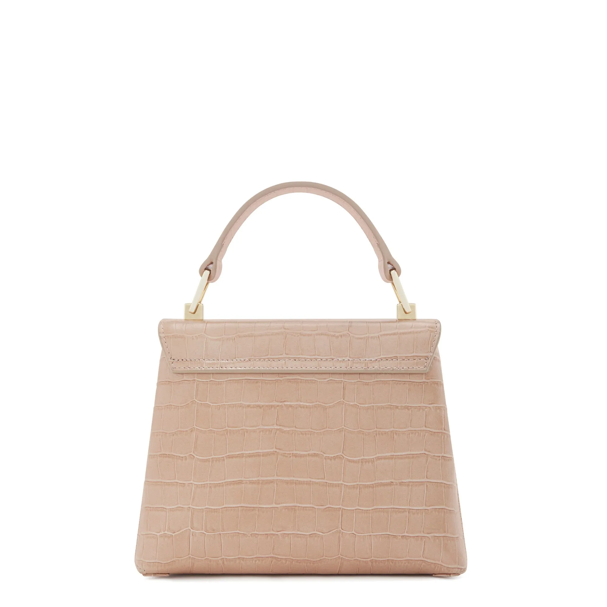 Femme Forte Heline croco beige calfskin leather handbag