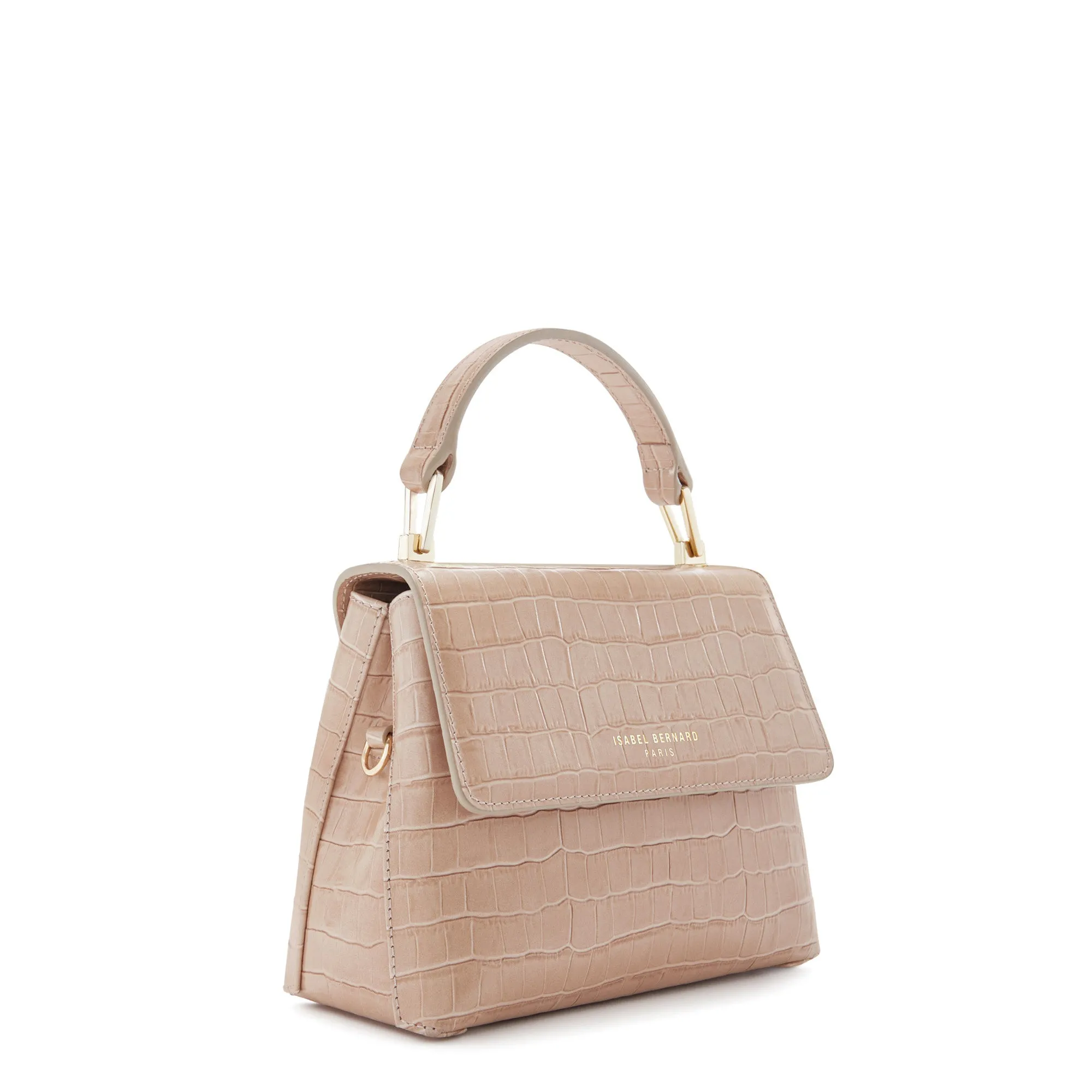 Femme Forte Heline croco beige calfskin leather handbag