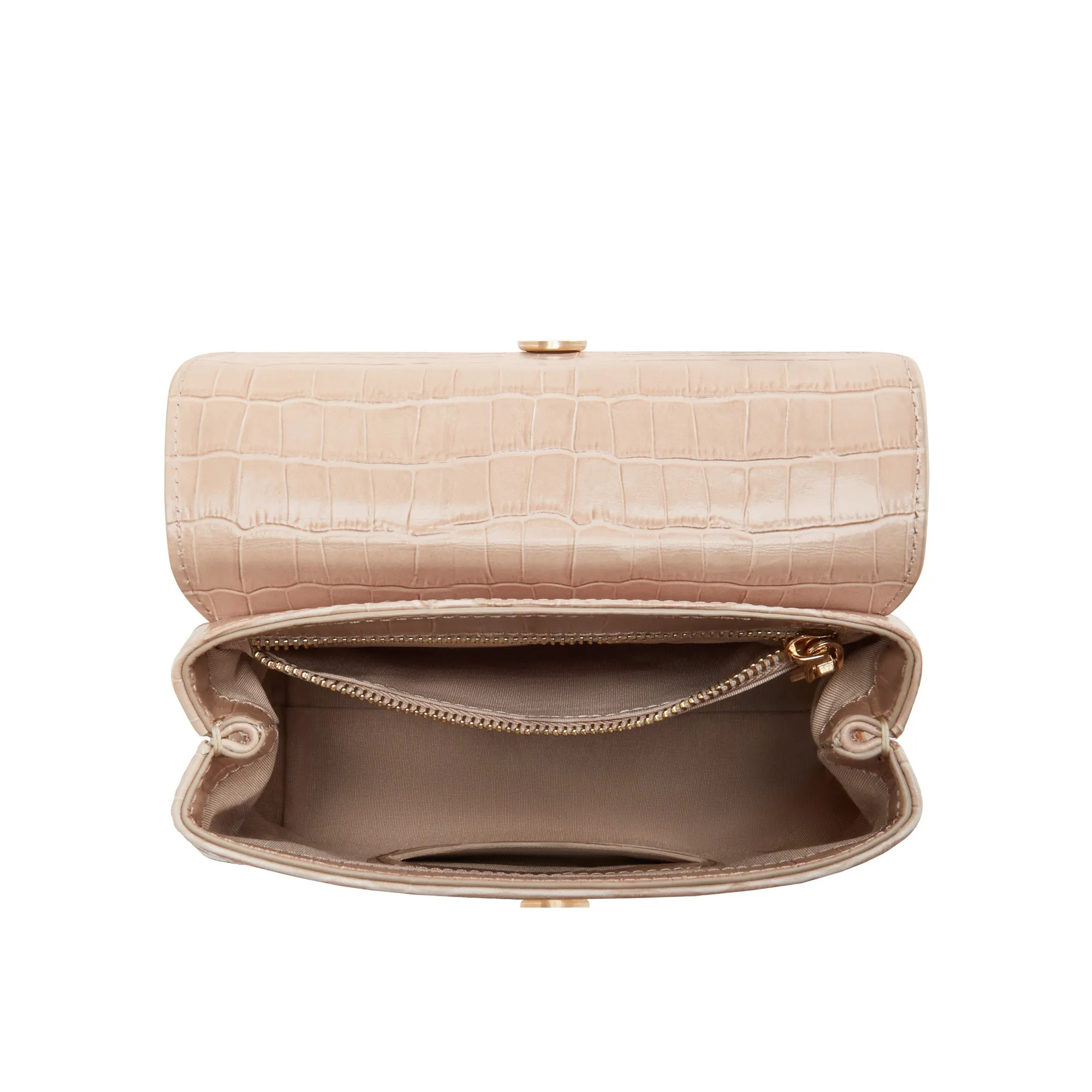 Femme Forte Heline croco beige calfskin leather handbag