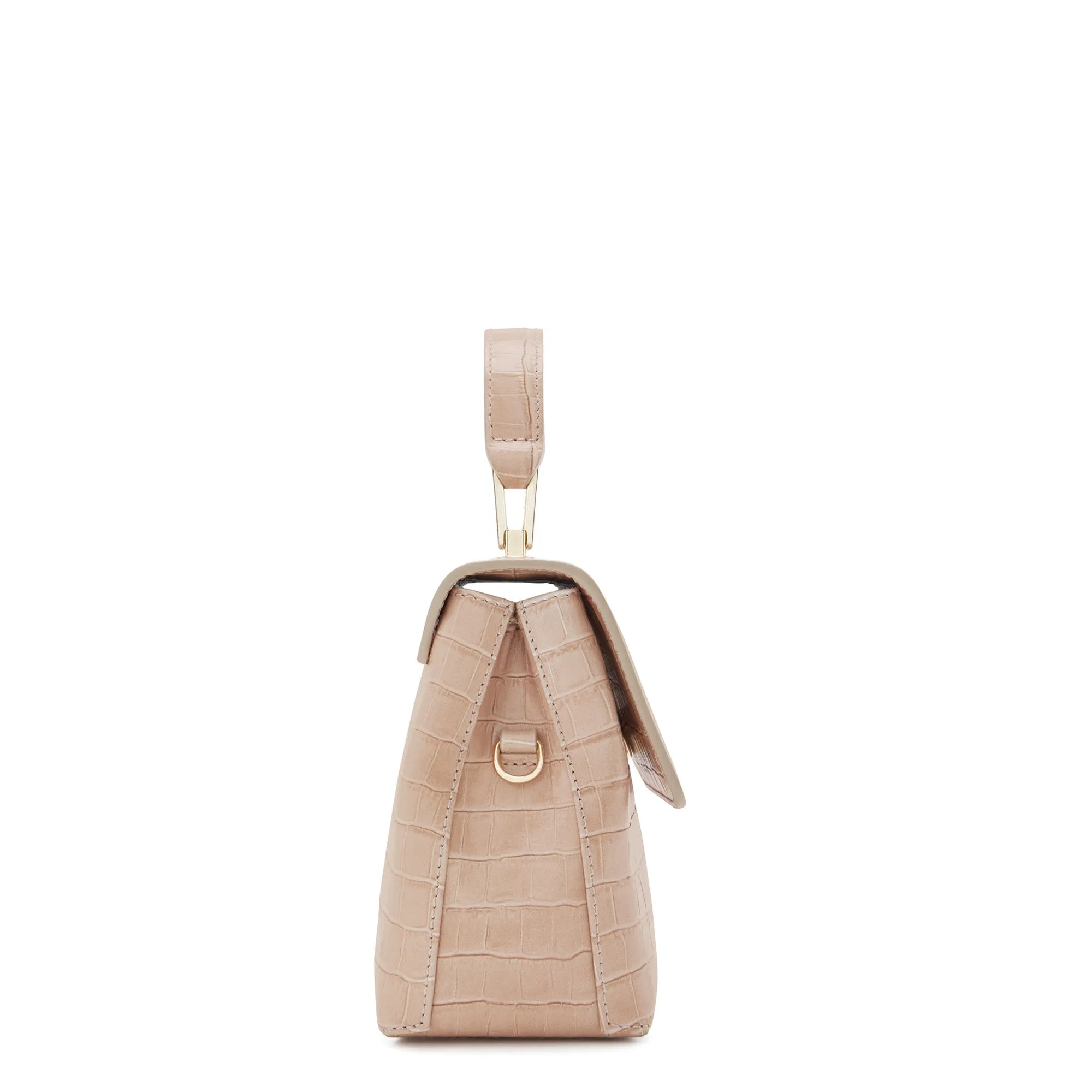 Femme Forte Heline croco beige calfskin leather handbag