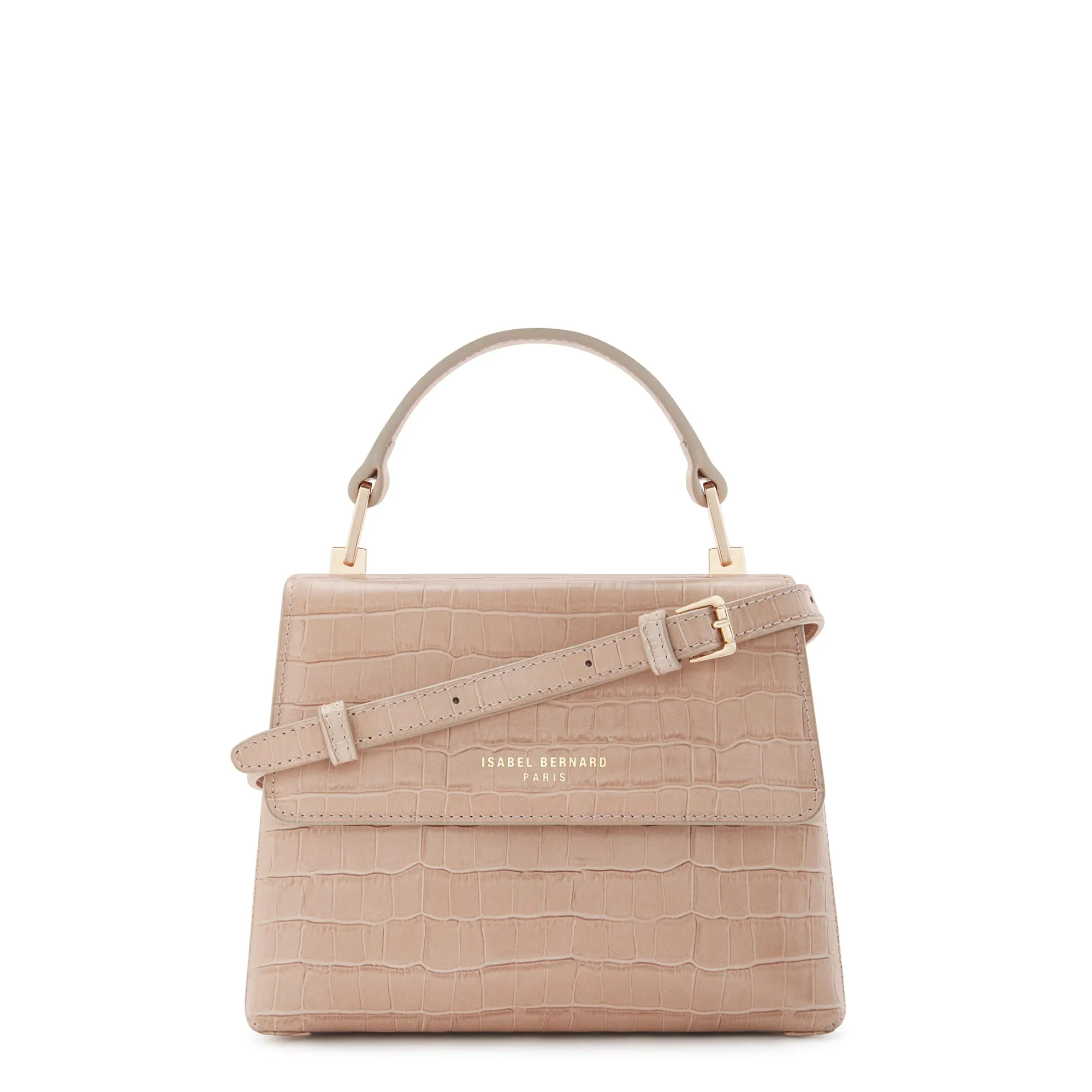 Femme Forte Heline croco beige calfskin leather handbag