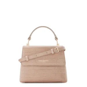 Femme Forte Heline croco beige calfskin leather handbag