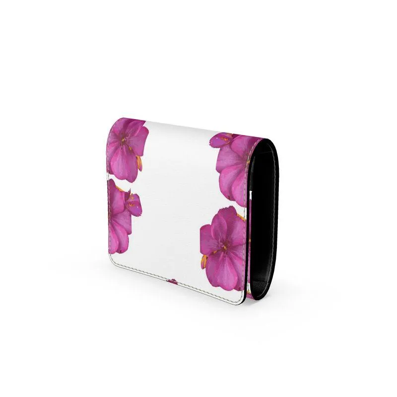 Floral Abstraction Harmony Collection Small Leather Foldover Purse