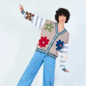 Floral embroidered knit cardigan wholesale
