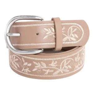 Floral Embroidered Pattern Faux Leather Belt