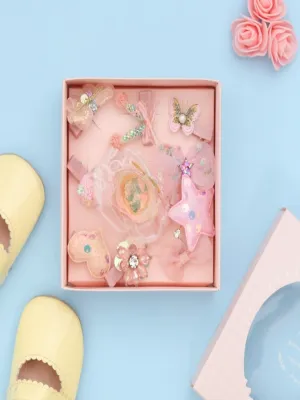 Girls' Enchanting Pink Hair Clips Set