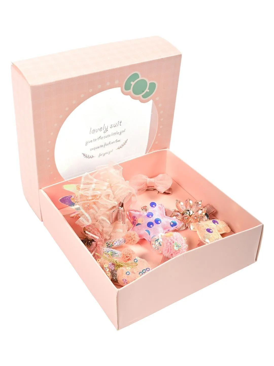 Girls' Enchanting Pink Hair Clips Set