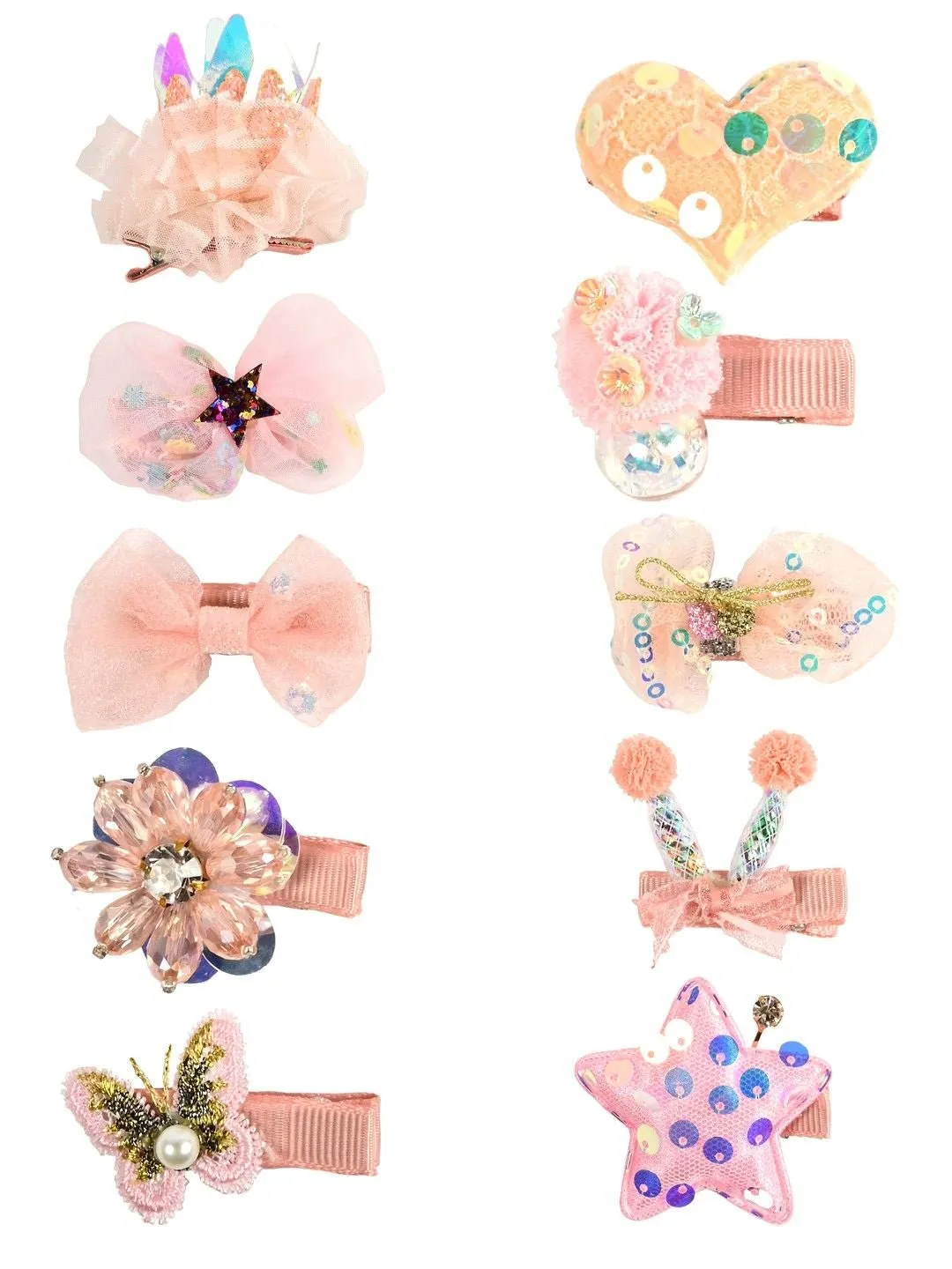 Girls' Enchanting Pink Hair Clips Set