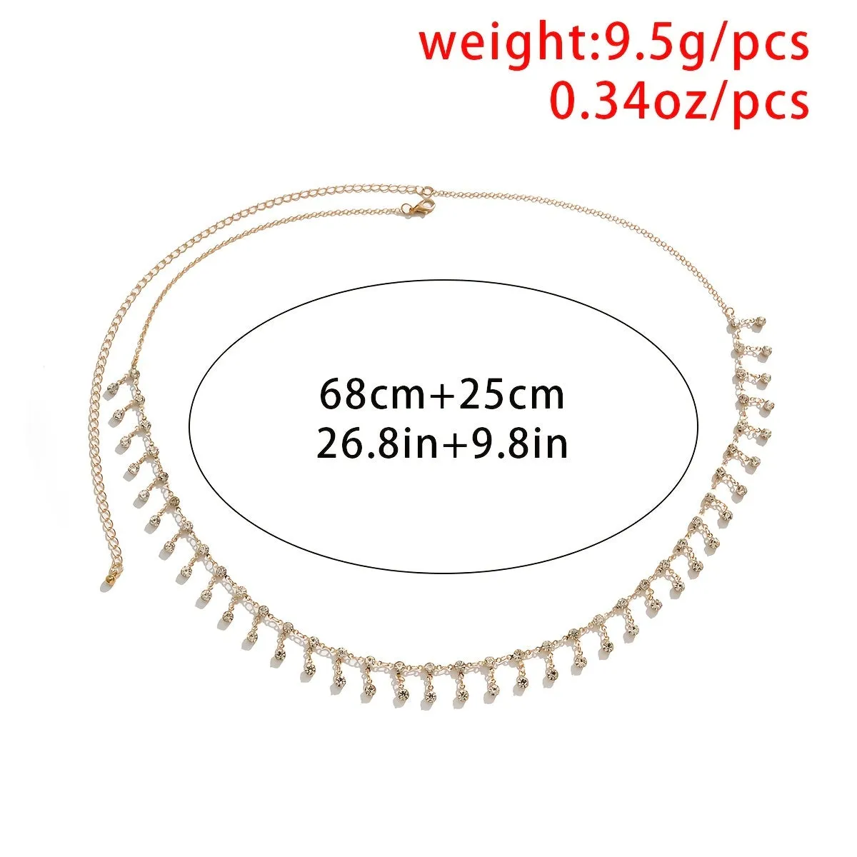 Gleaming Waist Chain with Rhinestone Tassel Pendant - Perfect for Summer Beach Days!