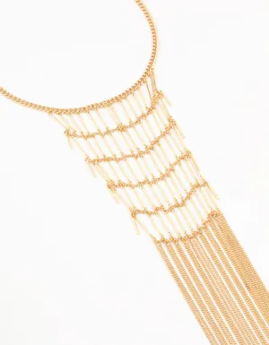 Gold Multirow Statement Necklace