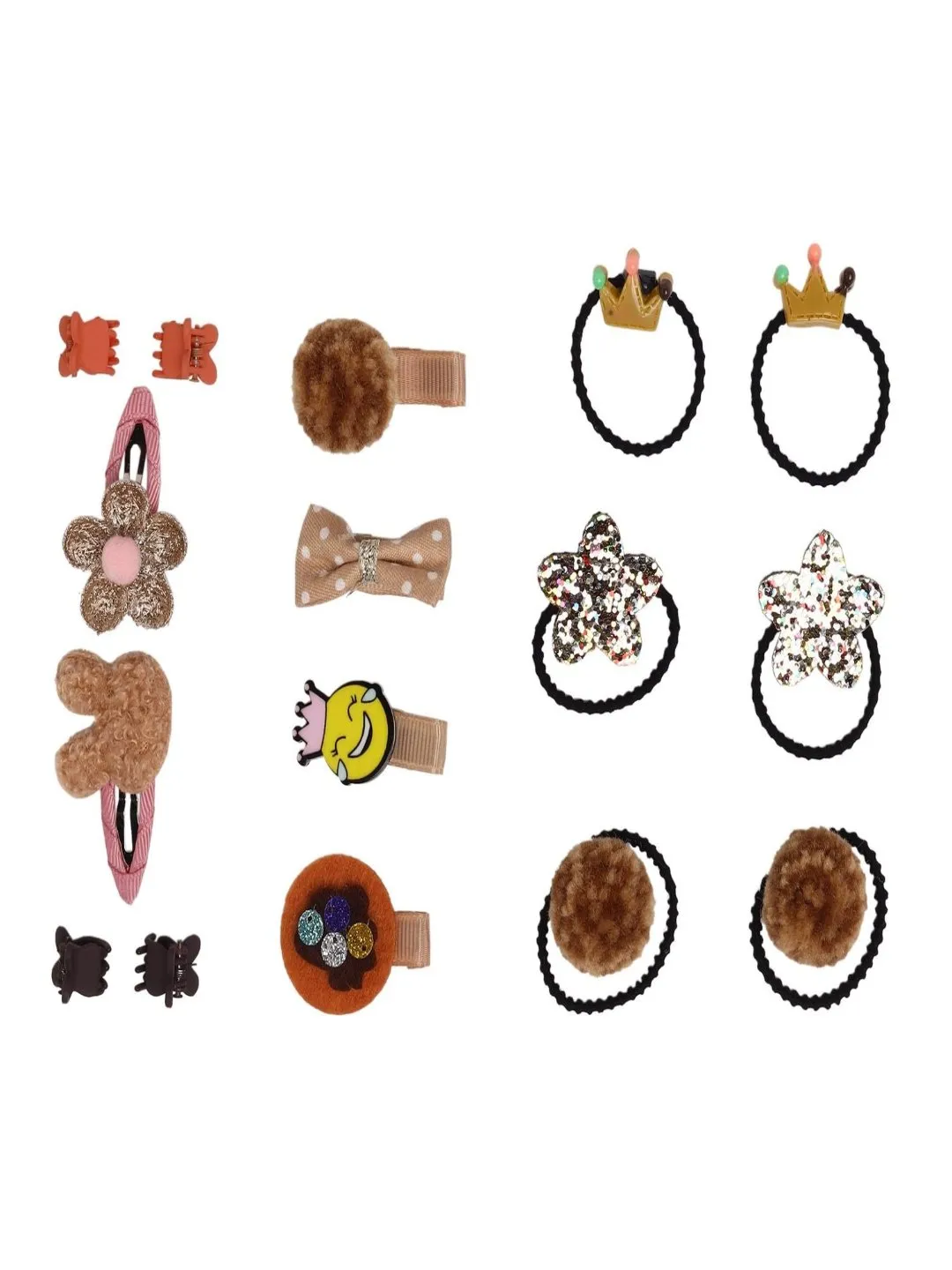 Golden Hair Accessory Set for Girls - Clips Bands & Belt