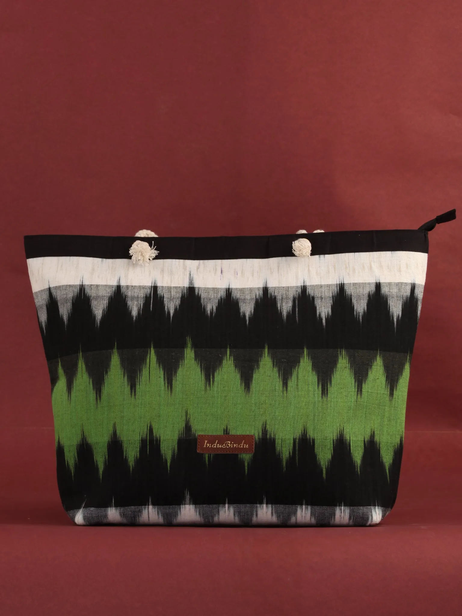 Green Off White Ikat Tote Bag - B0801