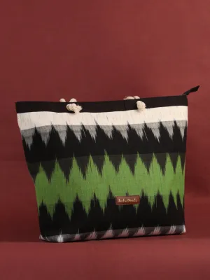 Green Off White Ikat Tote Bag - B0801