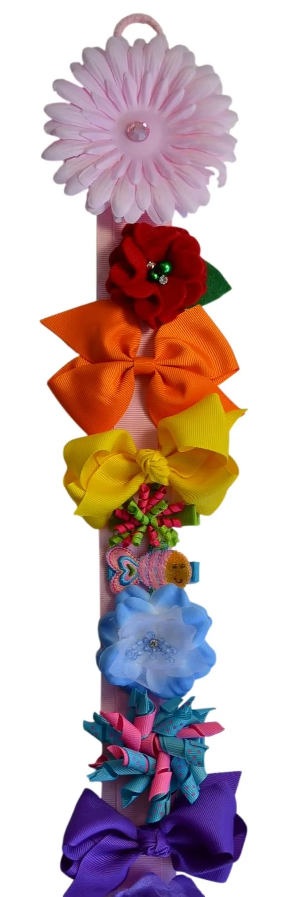 Hair Bow and Headband Storage Deluxe Organizer with 4 Inch Gerbera Daisy