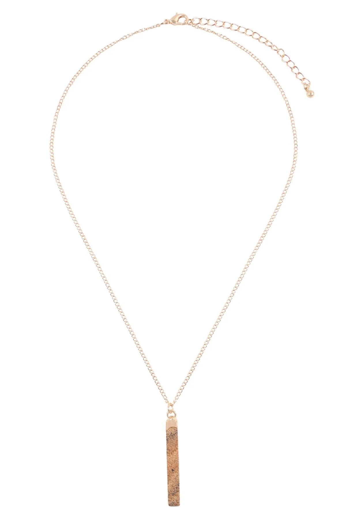 Hdn3120 - Bar Stone Pendant Necklace