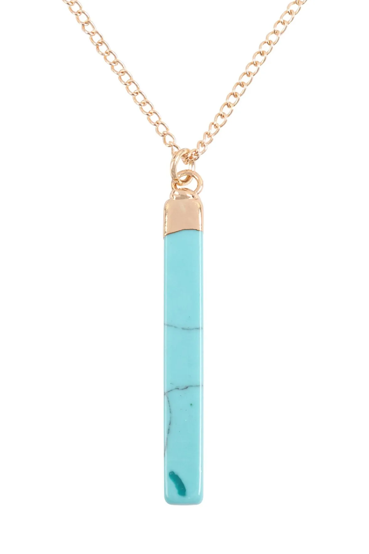 Hdn3120 - Bar Stone Pendant Necklace