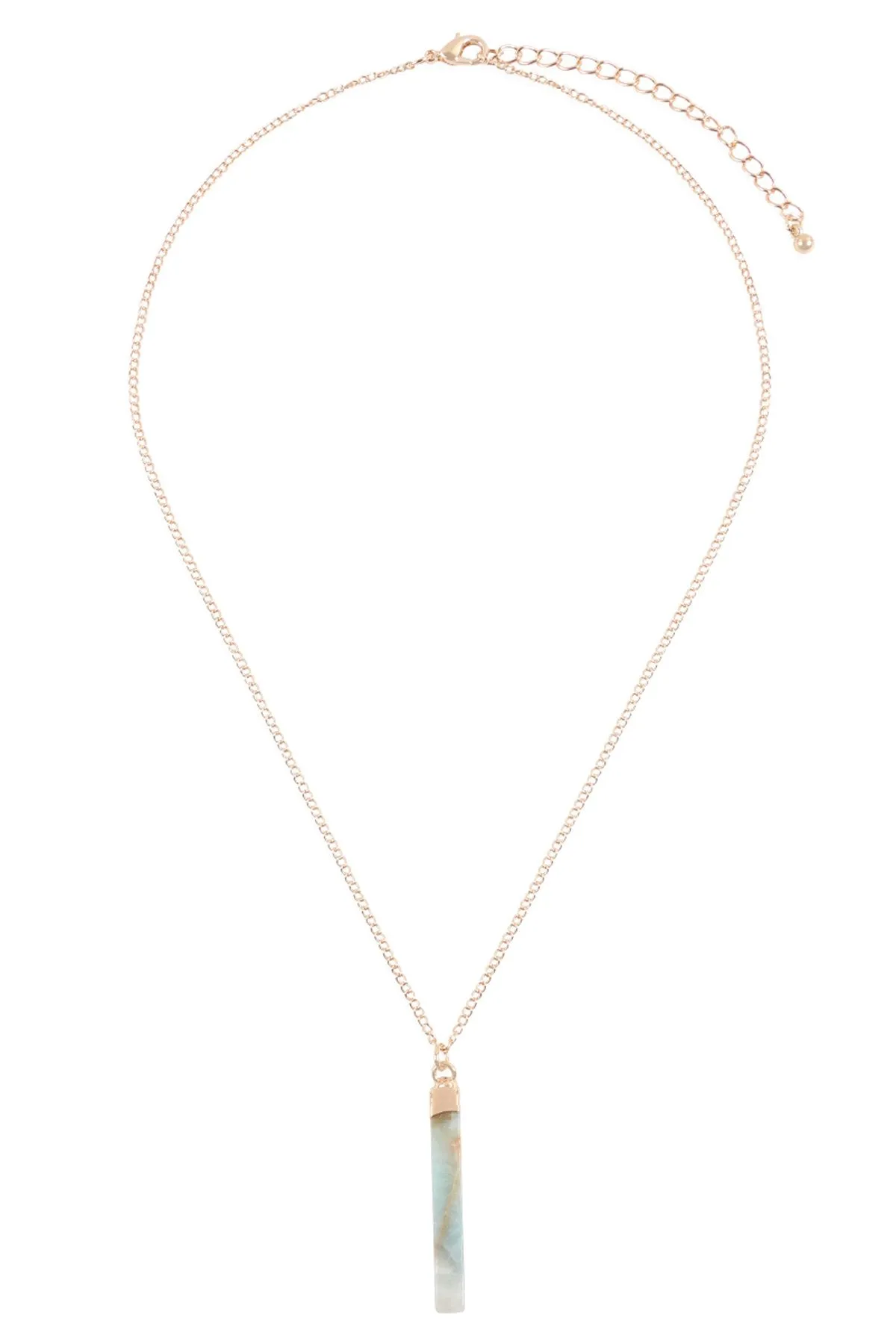 Hdn3120 - Bar Stone Pendant Necklace