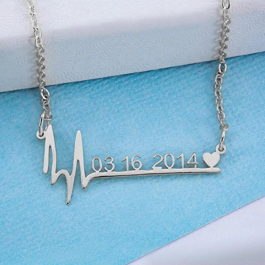 Heartbeat Date Necklace